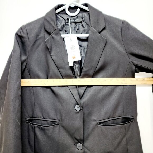 Merokeety Black Tailored Blazer Jacket   Womens Size S 2 Button Closure - Picture 4 of 13